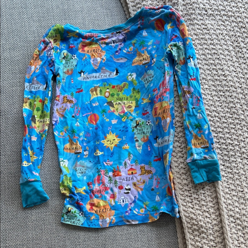 Little Sleepies Blue World Map Printed Kids Pajama Top only!! - Picture 3 of 3